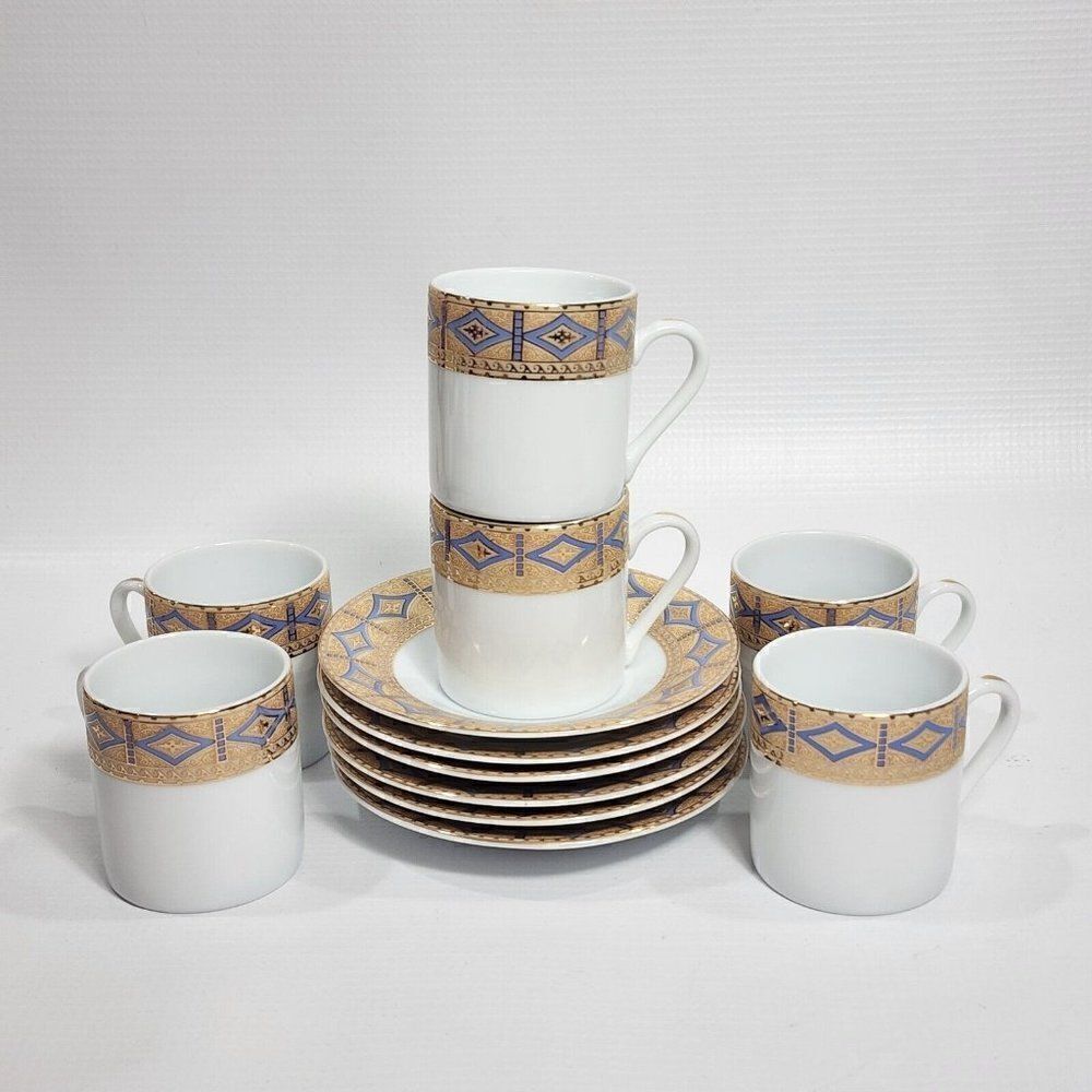 6 Classic Porcelain Czech Republic Demitasse Espresso Coffee Cups & Saucers